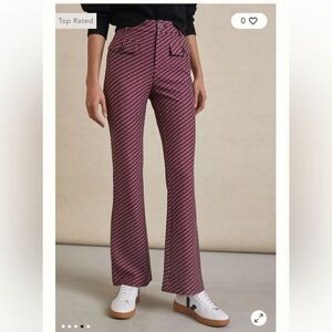 Anthropologie The Essential Slim Flared Pants Magenta Burgundy Pattern Size 2